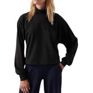Athleta Venice Sweatshirt Black Long Sleeve Oversized Top Size S/P NWT